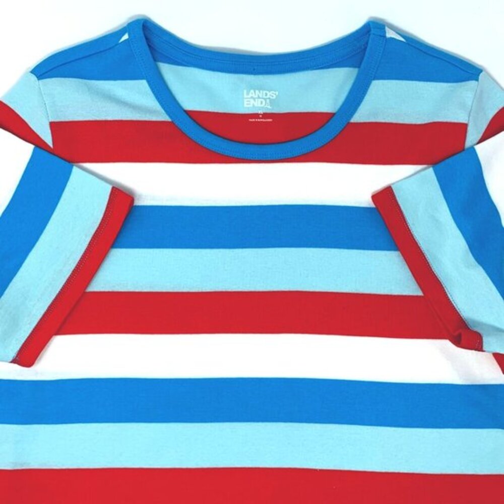 Lands' End Short Sleeve Crew Neck‎ Wide Stripe Cotton Women's Shirt Size XL